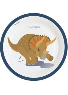 Talerzyki urodzinowe dla dzieci SZCZʦLIWY DINOZAUR 23cm (8szt.)