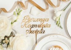 Akrylowy topper PIERWSZA KOMUNIA �WI�TA topper na tort topper komunijny topper na tort komunijny dekoracja tortu