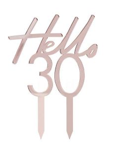 Lustrzany topper na tort HELLO 30 urodziny