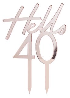 Topper na tort 40 URODZINY HELLO rose gold dekoracja na tort tort na 40 urodziny dekoracja na 40 urodziny