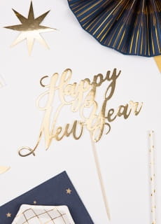 Topper na tort HAPPY NEW YEAR zoty
