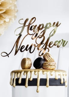 Topper na tort HAPPY NEW YEAR zoty