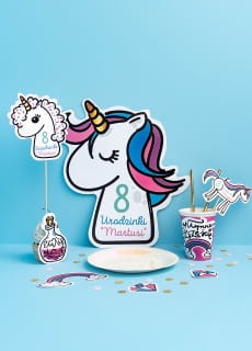 Dekoracja na tort JEDNORO�EC topper urodziny unicorn