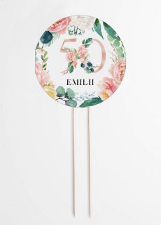 Topper 50 urodziny KWIATY