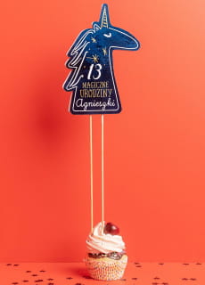 Topper na tort z jednoro�cem MAGIC personalizowany