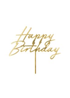 Topper na tort urodzinowy HAPPY BIRTHDAY Z�OTY akrylowy