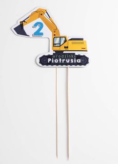 Topper na tort koparka ROBOTY DROGOWE