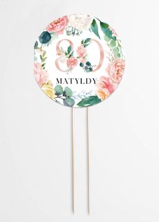 Personalizowany topper 80 urodziny KWIATY