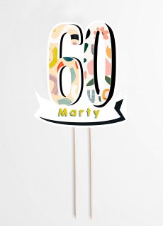 Personalizowany topper na 60 URODZINY topper na tort personalizowany topper na tort urodzinowy
