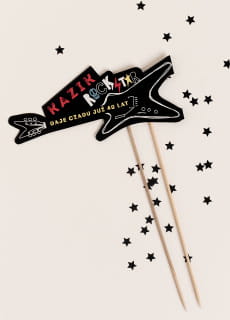 Topper na tort ROCKSTAR dekoracja tort z gitar� dekoracja na tort dekoracja na urodziny gad�ety na 40 urodziny topper gitara