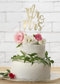 Topper na tort weselny Mr & Mrs zoty