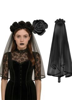 Czarny kr�tki WELON Z RӯAMI dodatek do stroju na Halloween