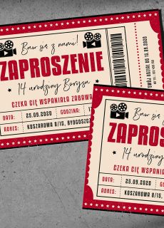 Zaproszenia BILET zaproszenia personalizowane na urodziny