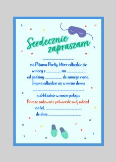 Zaproszenia dla dzieci na PI�AMA PARTY 