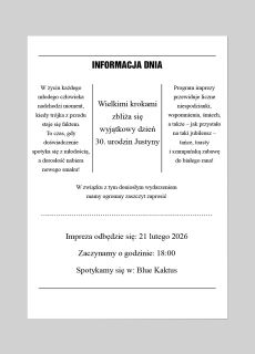 Personalizowane zaproszenia na 30 urodziny DZIENNIK