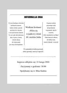Personalizowane zaproszenia na 60 urodziny DZIENNIK