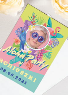 Zaproszenia hawajskie ze zdj�ciem ALOHA PARTY