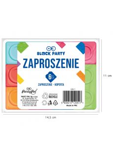 Zaproszenia na urodziny dla ch�opca KLOCKI (6szt.)