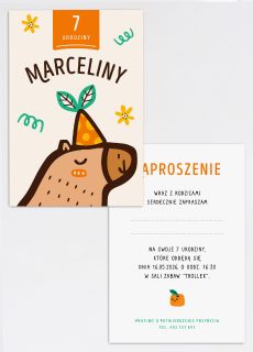 Zaproszenia na urodziny dziecka KAPIBARA zaproszenia urodzinowe dla dzieci zaproszenia personalizowane