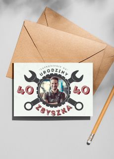 Zaproszenia ze zdj�ciem URODZINY MECHANIKA zaproszenia na 40 urodziny personalizowane zaproszenie na 40 urodziny