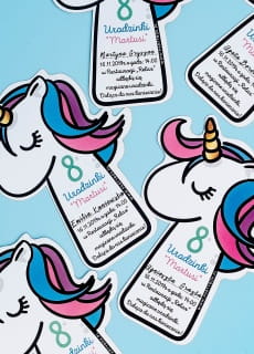 ZAPROSZENIA JEDNOROEC personalizowane urodziny unicorn (6szt.)