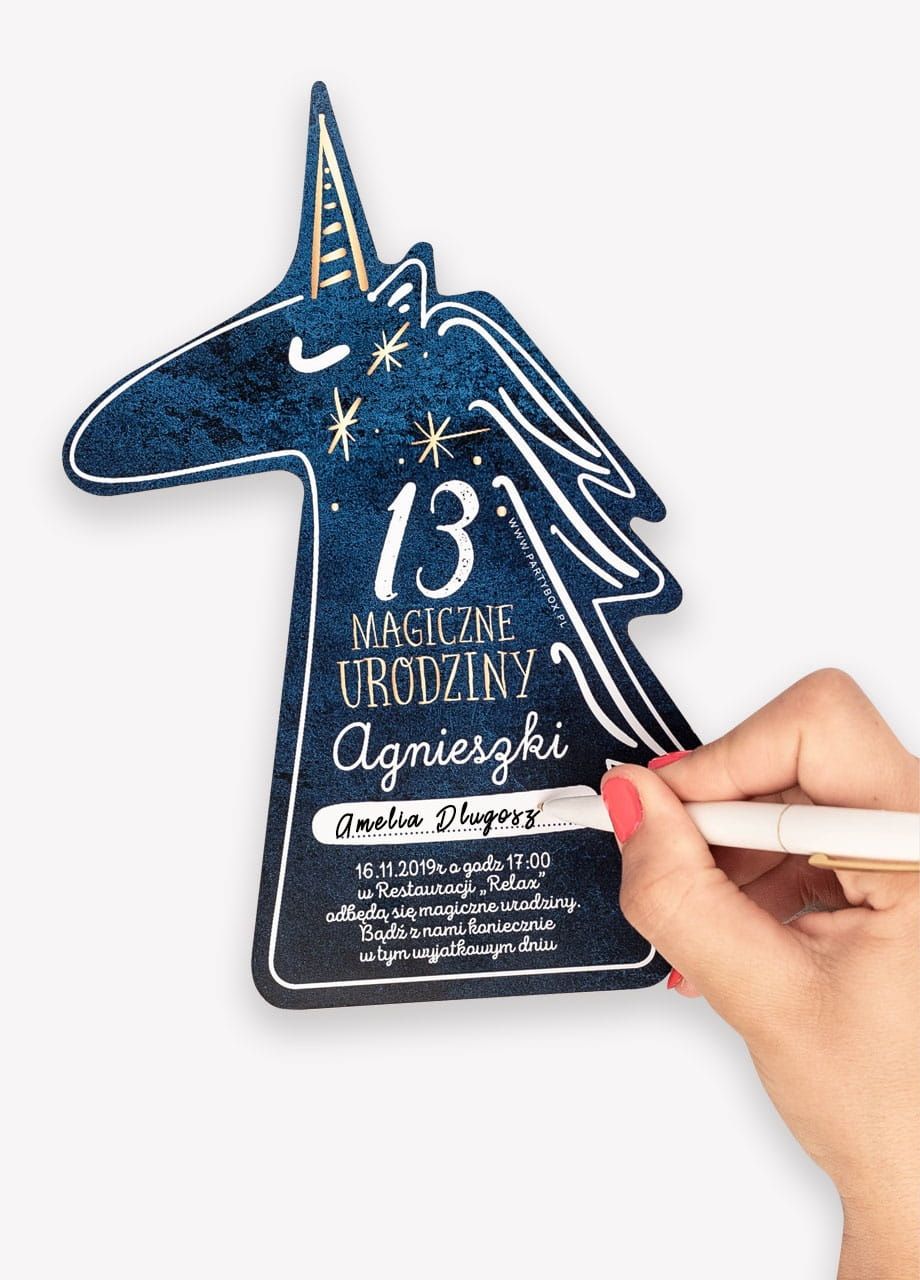 Zaproszenia jednorożec personalizowane MAGIC urodziny unicorn (6szt.)
