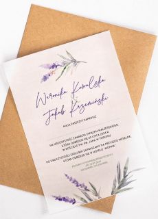 Personalizowane zaproszenia �lubne LAWENDOWE