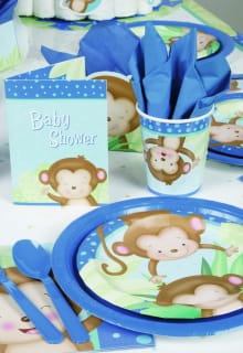 Zaproszenia na Baby Shower niebieskie MA�PKI (8szt.)