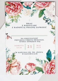 Zaproszenia na chrzest personalizowane PIWONIE