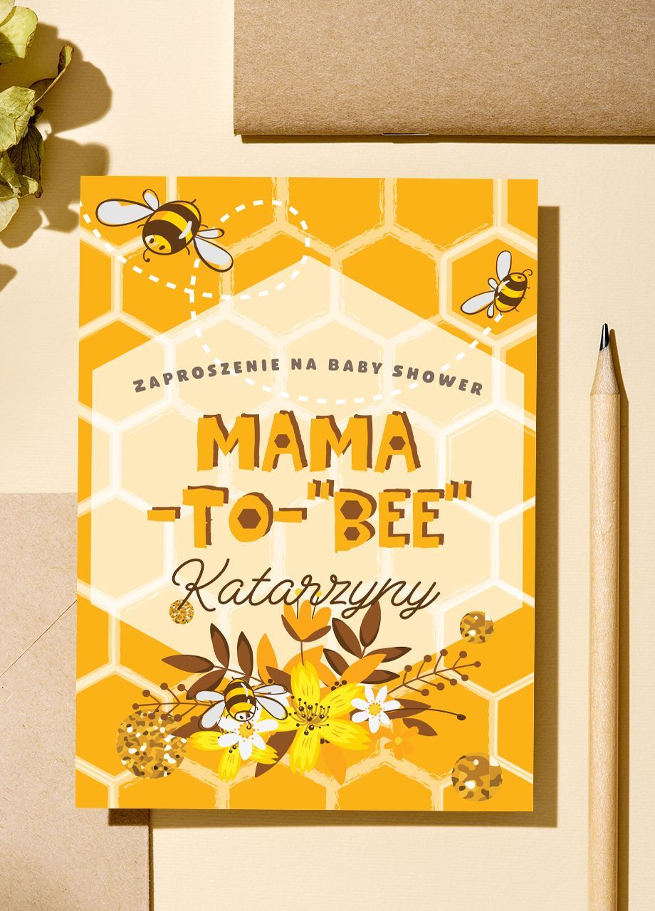 Zaproszenie na baby shower MAMA-TO-"BEE"