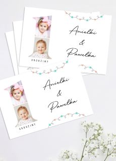 Personalizowane zaproszenie na PIERWSZE URODZINY BLI�NIAK�W zaproszenia na roczek zaproszenia na 1 urodziny