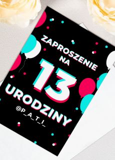 Zaproszenia na urodziny nastolatk�w W STYLU TIK TOK zaproszenia na urodziny 13 zaproszenia na 13 urodziny