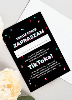 Zaproszenia na urodziny nastolatk�w W STYLU TIK TOK zaproszenia na urodziny 13 zaproszenia na 13 urodziny