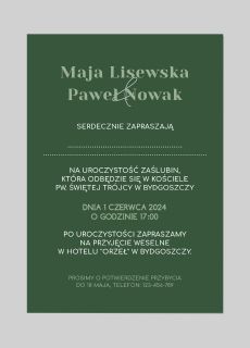 Zaproszenie �lubne ze zdj�ciem BUTELKOWA ZIELE�