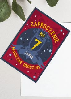 Personalizowane zaproszenia na urodziny MAEGO CZARODZIEJA w stylu Harrego Pottera
