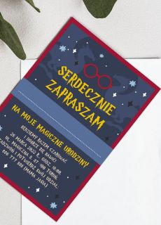 Personalizowane zaproszenia na urodziny MAEGO CZARODZIEJA w stylu Harrego Pottera