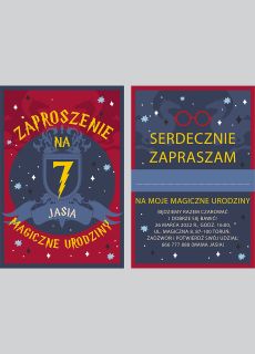 Personalizowane zaproszenia na urodziny MAEGO CZARODZIEJA w stylu Harrego Pottera