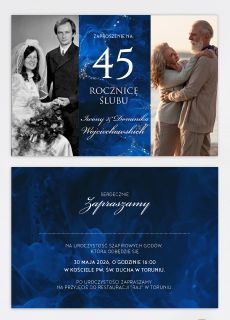 Zaproszenie ze zdj�ciem SZAFIROWA ROCZNICA �LUBU  zaproszenie na rocznic� �lubu zaproszenia na 45 rocznic� �lubu
