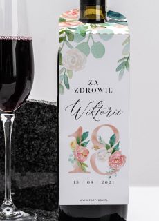 Zawieszki na butelki 18 urodziny KWIATY (4 szt.)