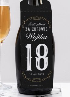 Zawieszki na butelki 18 URODZINY dla ch�opaka (4szt.) etykieta na butelk� etykieta na alkohol zawieszka na alkohol