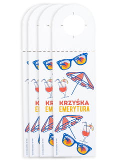 Zawieszki na alkohol na imprez emerytaln EMERYTURA (4szt.)