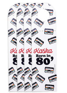 Zawieszki na butelki I LOVE 80`s (4 szt.)