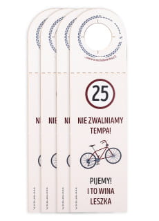 Zawieszki na butelki na urodziny rowerzysty ROWEROWO (4 szt.)