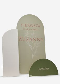 Zestaw dekoracji stoj�cych TW�J TEKST stand kartonowy �cianka do zdj�� �cianka na komuni�