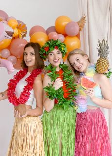 Zielony ZESTAW HAWAJSKI z ozdobnymi li��mi party hawajskie impreza hawaje urodziny hawajskie