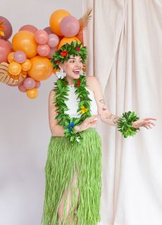 Zielony ZESTAW HAWAJSKI z ozdobnymi li��mi party hawajskie impreza hawaje urodziny hawajskie
