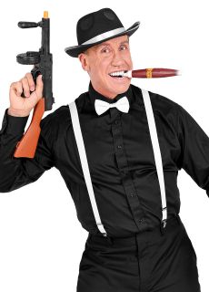 Zestaw retro LATA 20 czarny kapelusz retro szelki m�skie kapelusz gangstera
