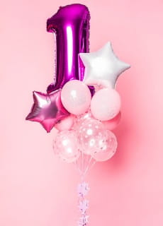 Balony na roczek z helem M�ODA DAMA balony z helem balony dla dziewczynki balony na 1 urodziny