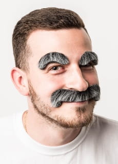 Zestaw sztuczne wsy i brwi siwe