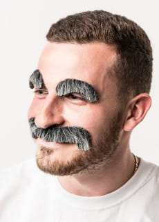 Zestaw sztuczne wsy i brwi siwe